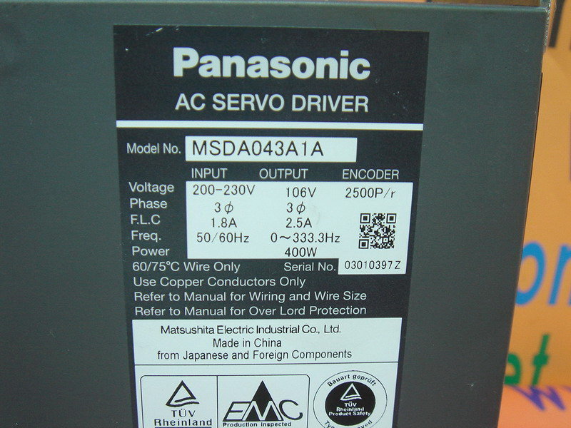 Panasonic AC SERVO DRIVER MSDA043A1A - PLC DCS SERVO Control MOTOR